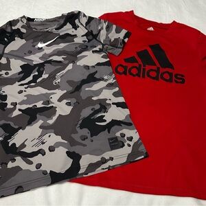 Lot of 2 EUC Boys Adidas & Nike Pro Dry Fit Graphic T Shirts Size Medium 10-12
